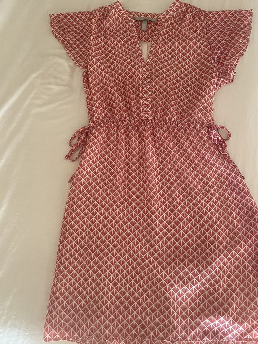 Vestido vermelho e beje H&M 38