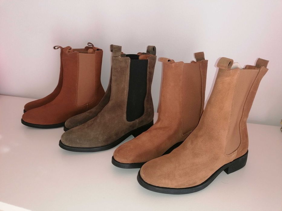 Botas novas pele genuína