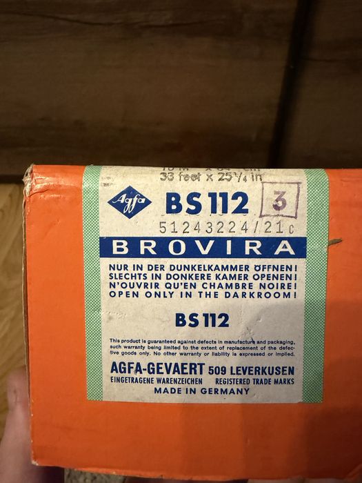 Agfa Brovira BS112 papier fotograficzny 10m x 64cm baryt vintage
