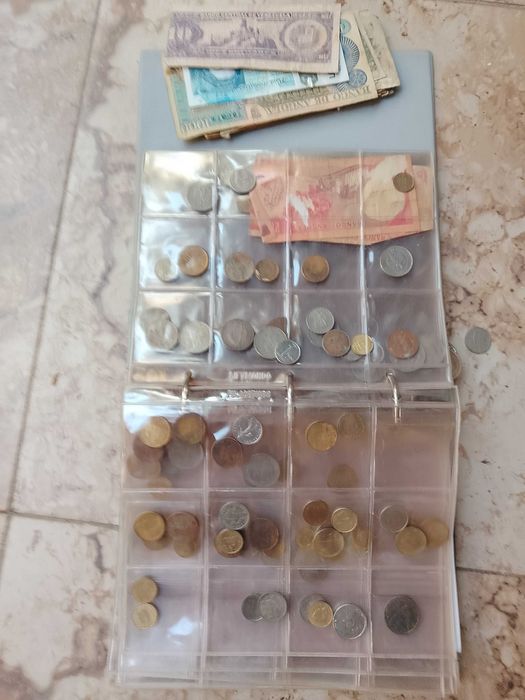 Moedas antigas coleção e notas