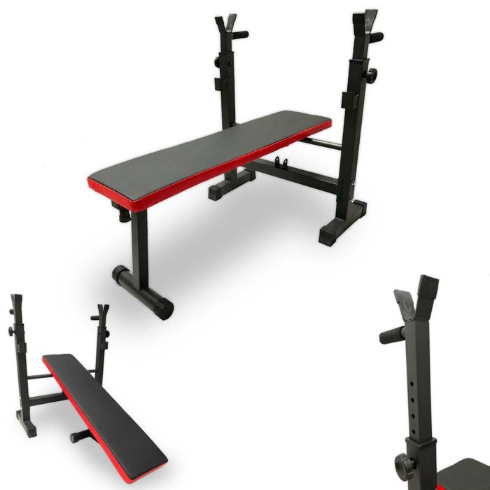 Ławka treningowa ze stojakami do ćwiczeń regulowana ławeczka składana