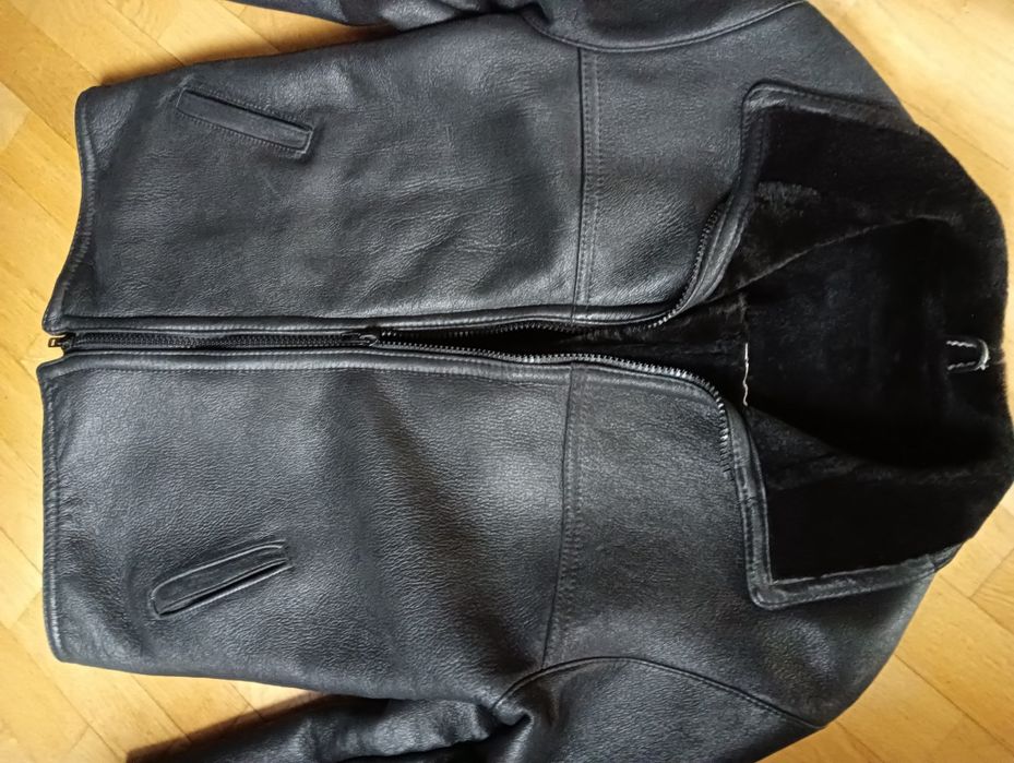 -50% Kurtka skórzana L/XL skóra sheepskin shearling 50/52 vintage