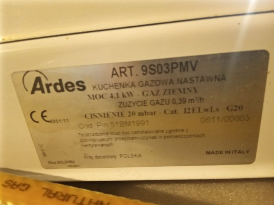 Kuchenka gazowa na gaz ziemny