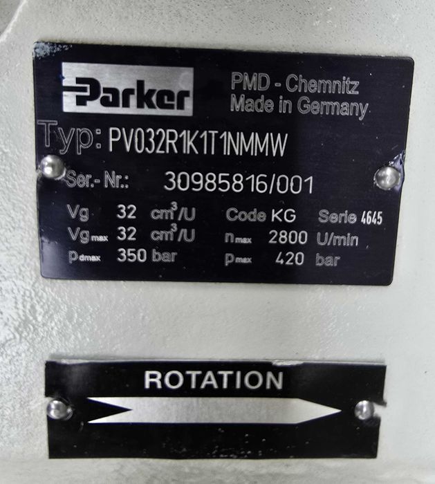 Zasilacz Hydrauliczny Agregat  Pompa Olejowa Parker PV032 Stacja Prasa