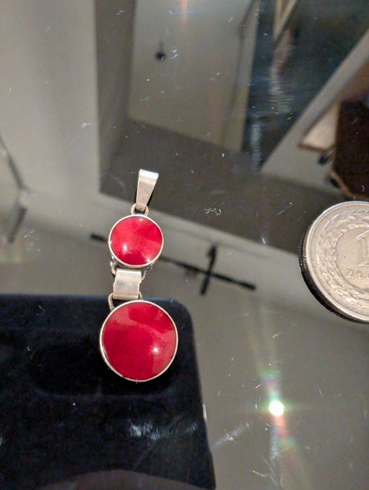 Zawieszka z koralem srebrna 925 koral srebro