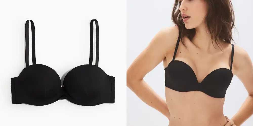 Biustonosz 80B balkonetka super push-up z mikrofibry czarny PROMOCJA