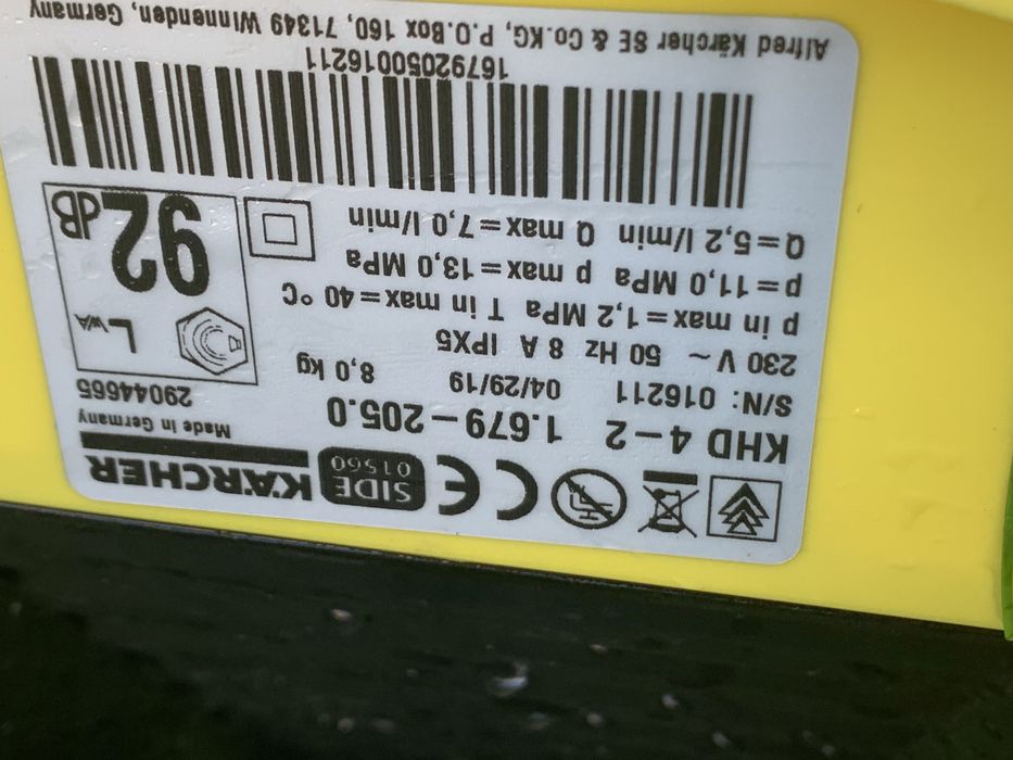 Myjka karcher khd 4-2 uszkodzona