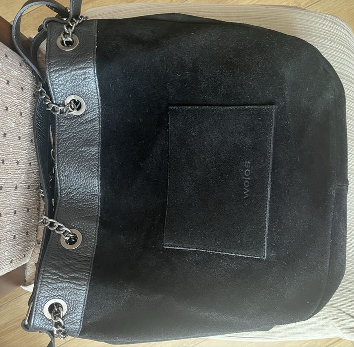 Torebka Wojas czarna skóra naturalna