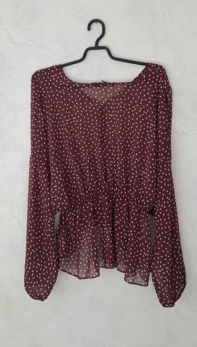 Бордова блузка в горошок. 2xl-3xl