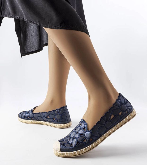 Granatowe ażurowe espadryle Lamarre