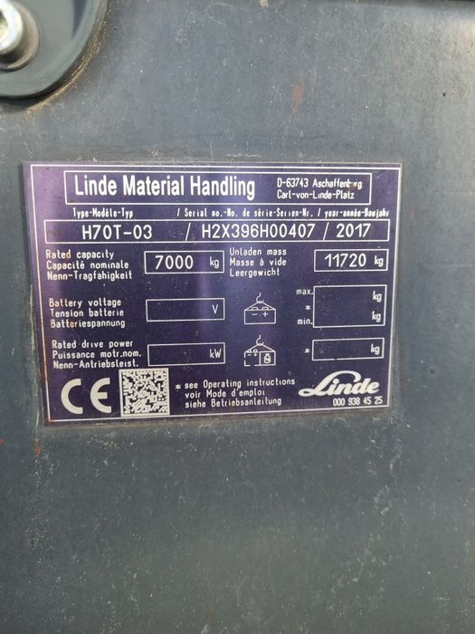 Linde H70T-03  7Ton 2017rok 4 sekcje . (H80,H60)