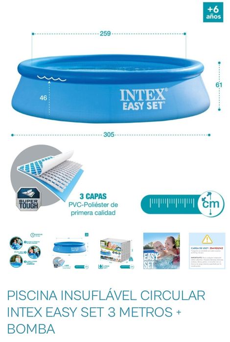 Piscina intex 305×61 cm com bomba