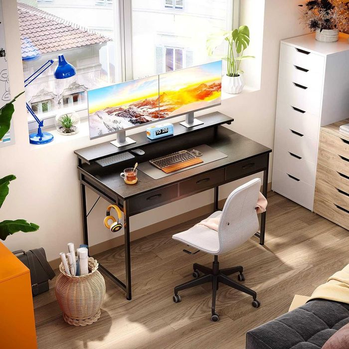 Mesa secretária prateleira ajustável e gavetas 120x50 NOVO ENVIOGRÁTIS