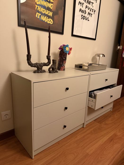 GURSKEN Cómodas c/3 gavetas, bege claro, 69×67 cm