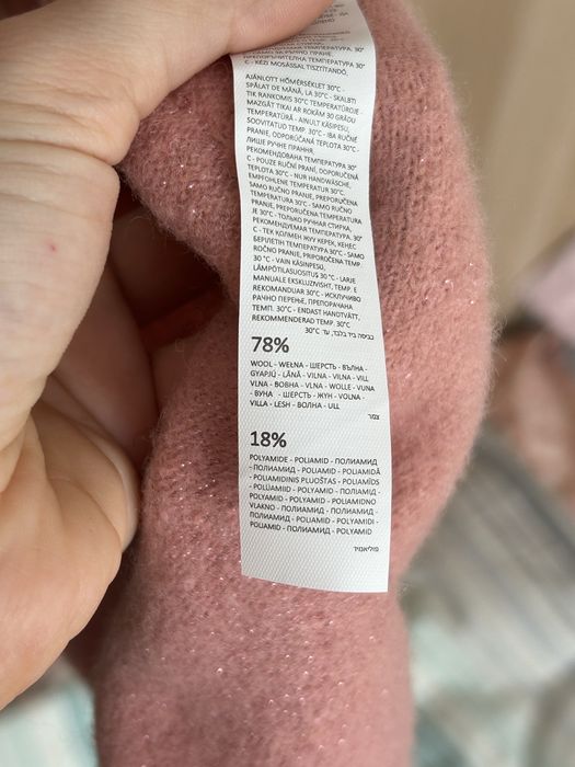 Beret wełniany wełna różowy