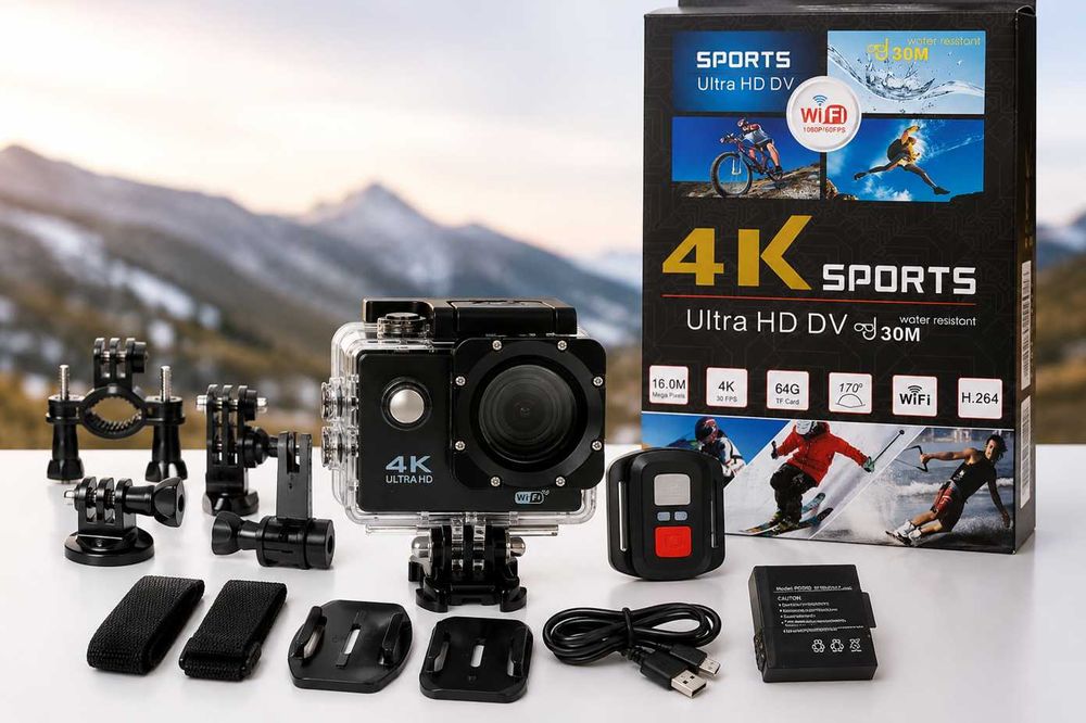 Экшн-камера 4K Ultra HD Wi-Fi с пультом водонепроницаемая регистратор