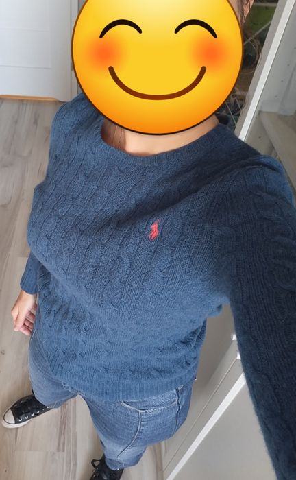 Welniany sweter warkocze ralph lauren L 40