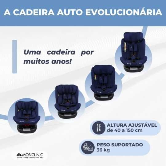 Cadeira auto, giratória 360º, Reclinável, 0-12 anos, cores Azul ou Preto
