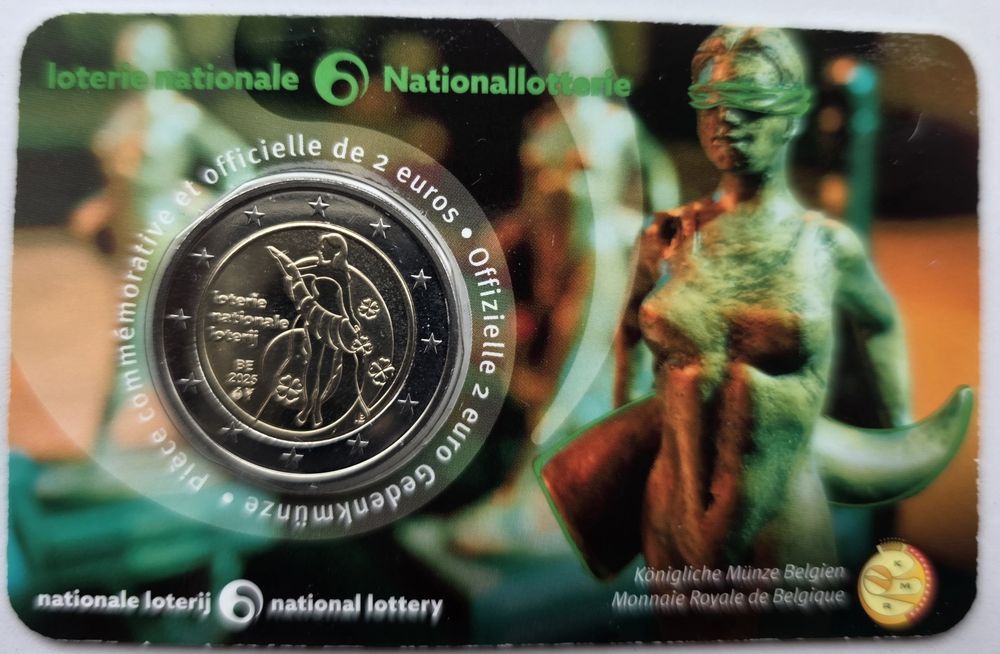 Coincard 2 eur Bélgica  2025 lotaria
