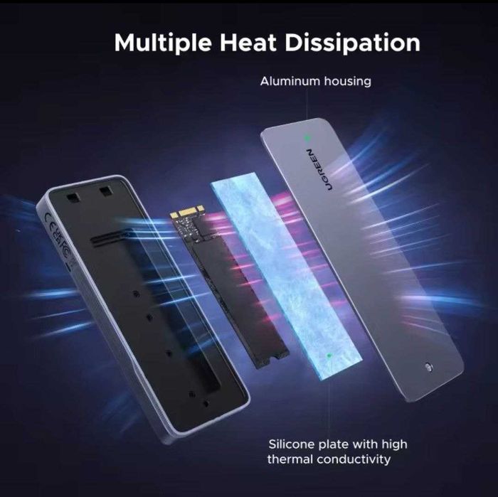 зовнішній карман для SSD M2 NVMe Ugreen CM777 20Gbps USB3.2 TypeC