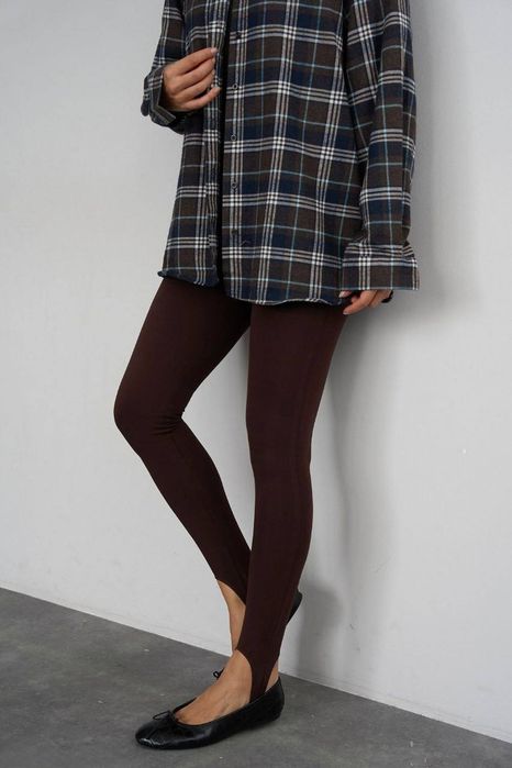 Лосини зі штрипкою «Karol» мікрофліс шоколад  чорний графіт