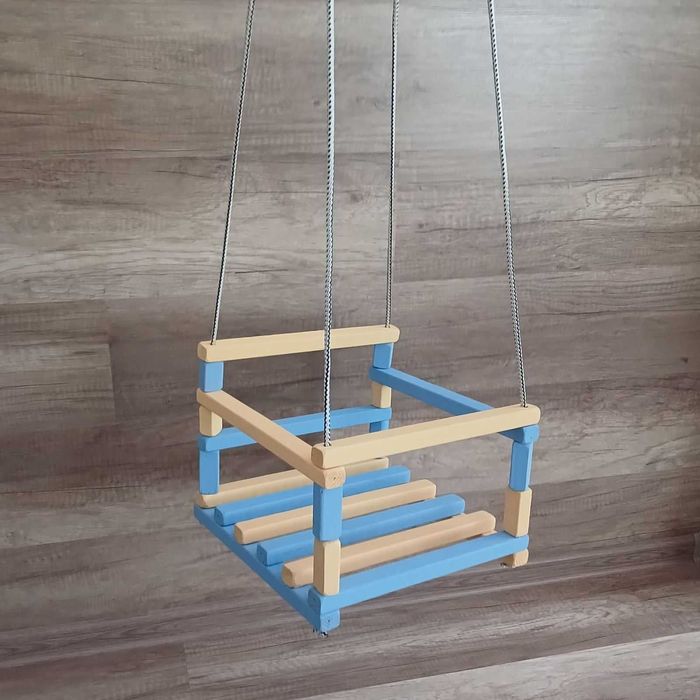 Гойдалка підвісна дитяча дерев'яна зі спинкою,