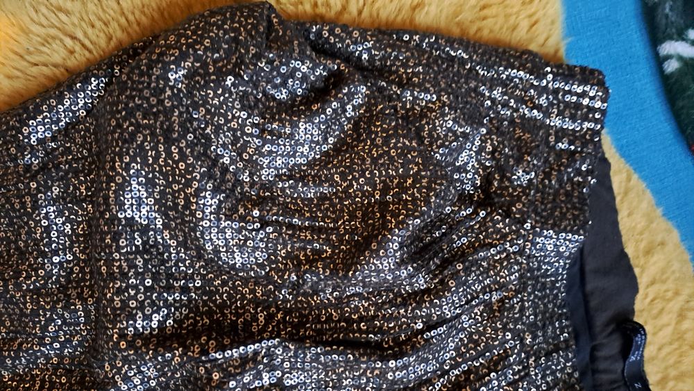 Spodnie haremki brokat cekiny zara basic s/m karnawał