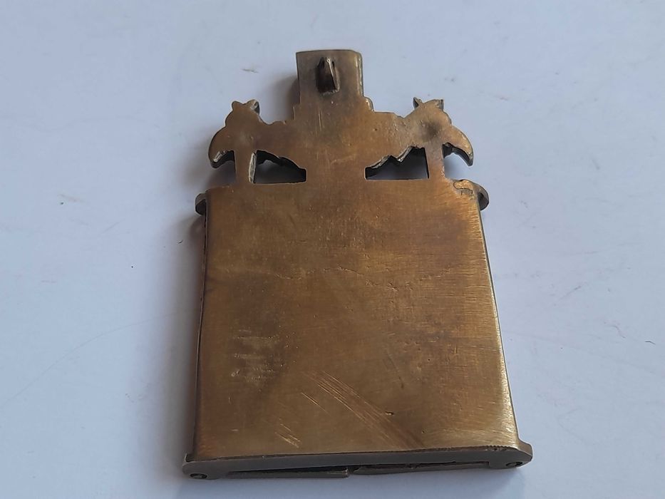 Prawosławna ikona podróżna z Matką Boską i aniołkami (mosiężna)