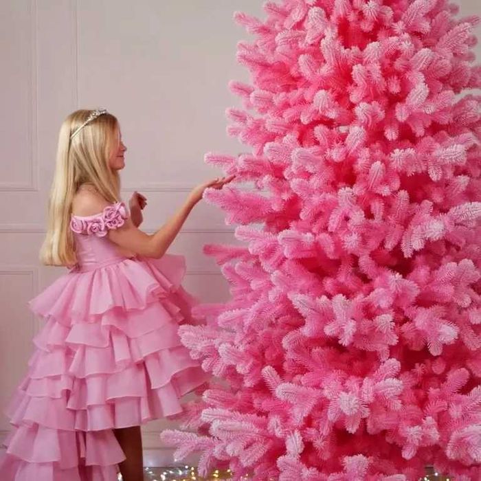 Декор - рожеві гілочки з штучної литої хвої (33 см.)