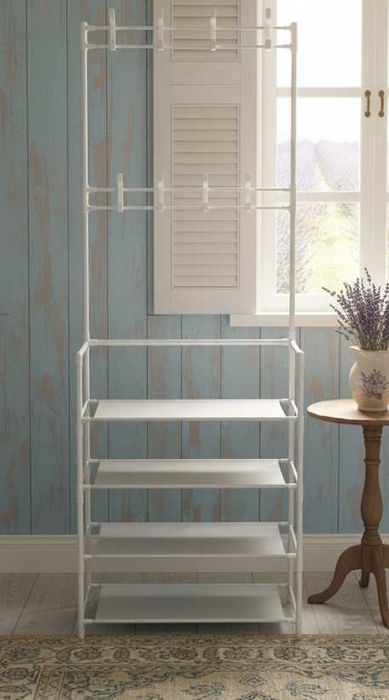 Вешалка для одежды с 4 полками для обуви стеллаж органайзер в прихожую