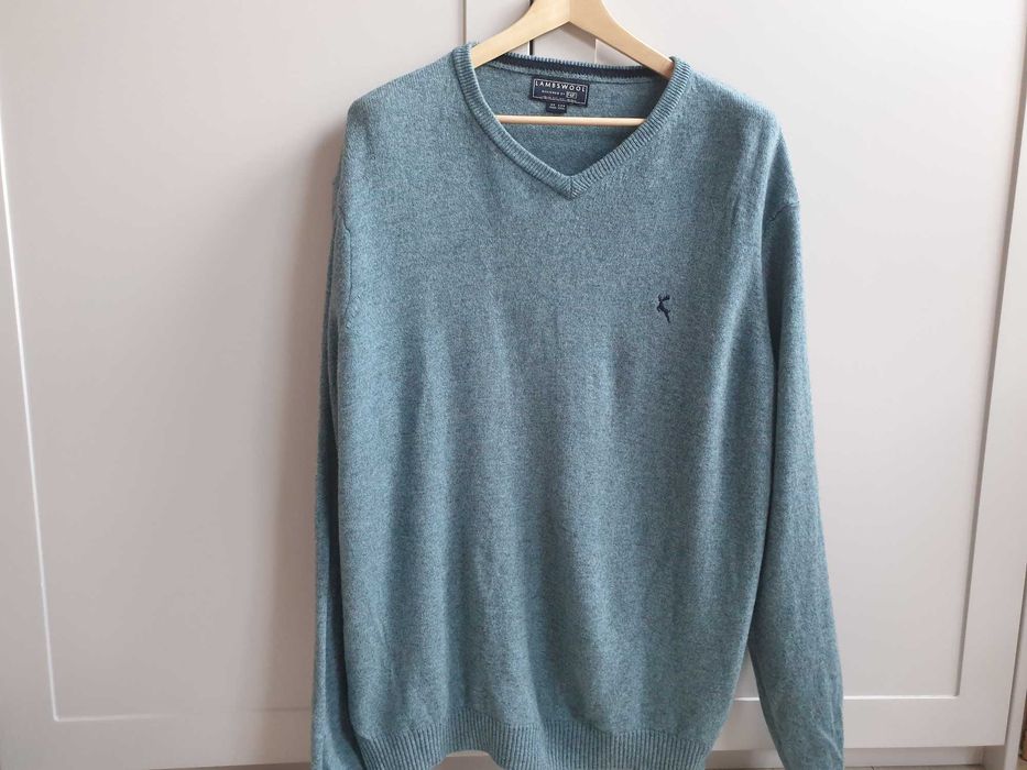 Niebieski wełniany sweter F&F 3XL wełna 100%