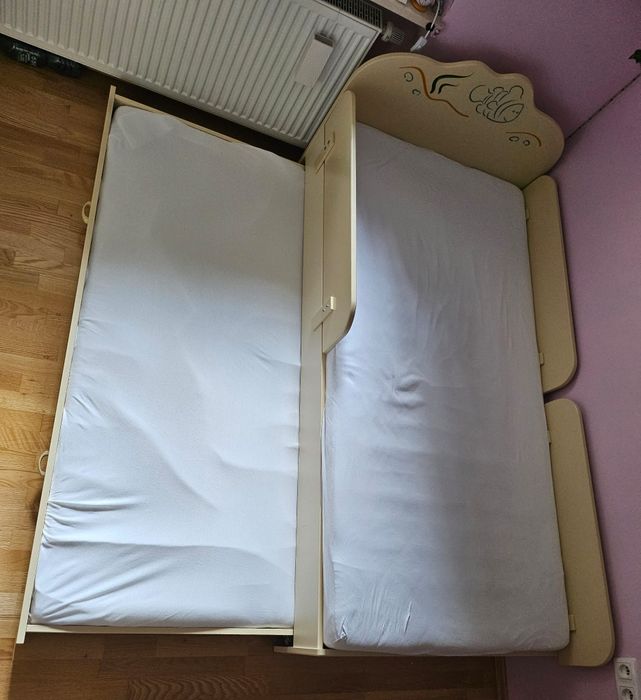 ŁÓŻKO double MEBLIK z szufladą beżowe + gratis - materac do szuflady