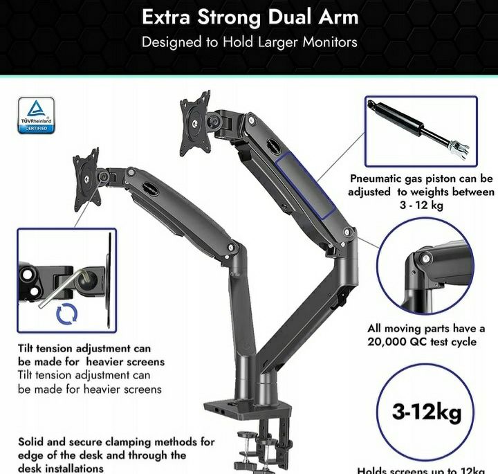 !! Uchwyt Stojak Do 2 Monitorów 22-35" Super Jakość !!