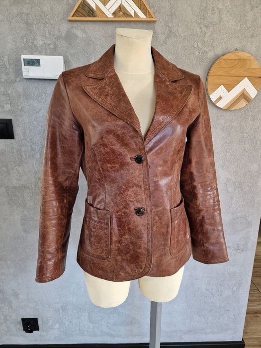 Skóra naturalna marynarka żakiet kurtka Lindex L 40