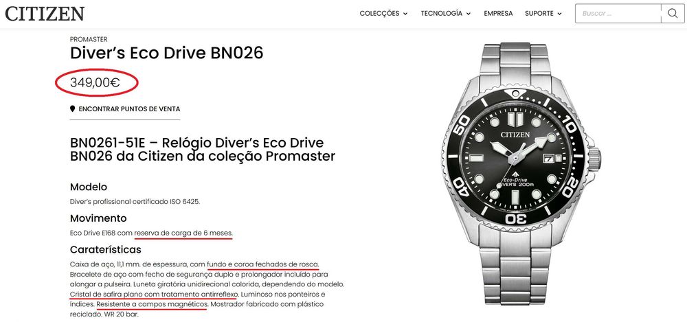 Relógio Citizen USADO – COMO NOVO
