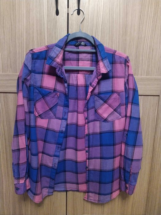 Koszula w krate różowo niebieska