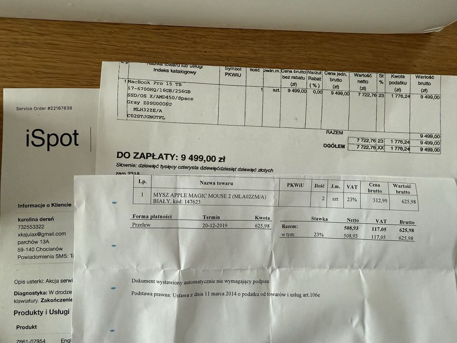 MacBook Pro 15 cali 16GB RAM Apple