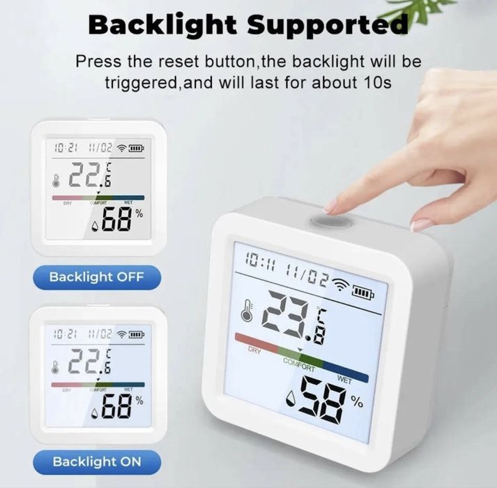 Умный Wi-Fi датчик температуры и влажности с LCD-экраном (Tuya / Smart Life)