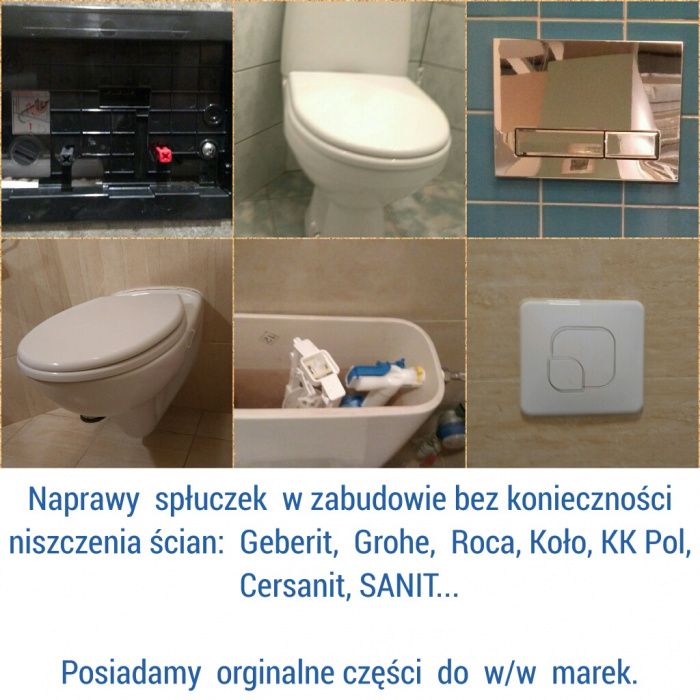 Naprawa spłuczki. Serwis zestawów podtynkowych WC. Awariia WC.