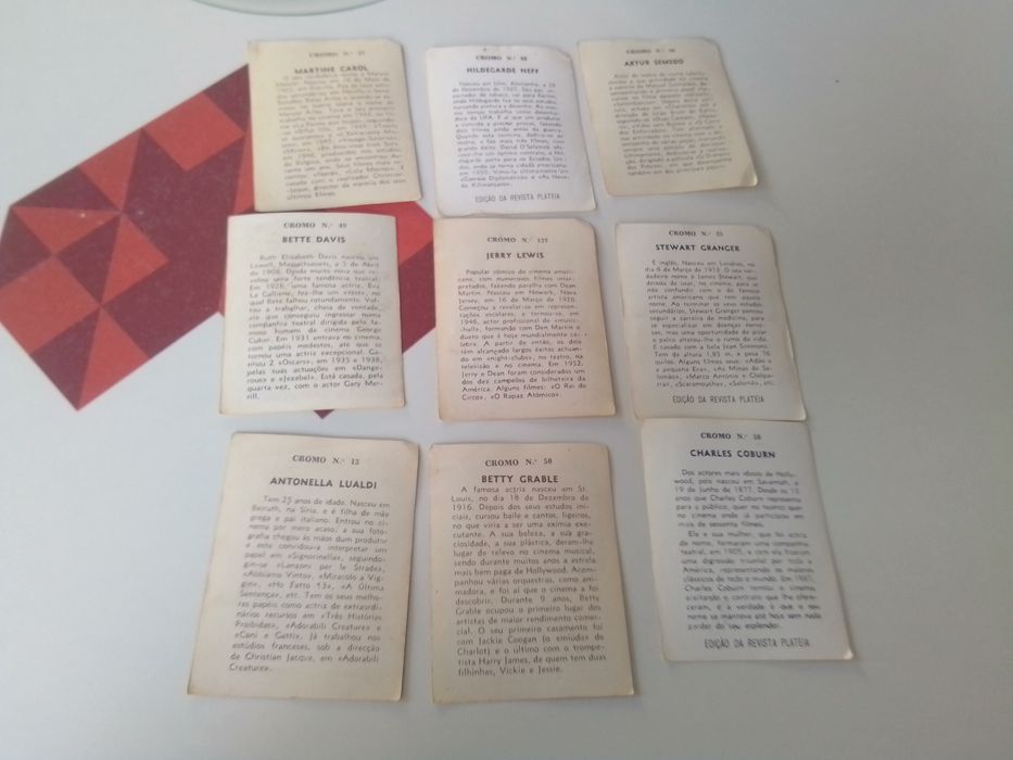 Cromos antigos atores cada 1,50€ , tenho de outras coleções