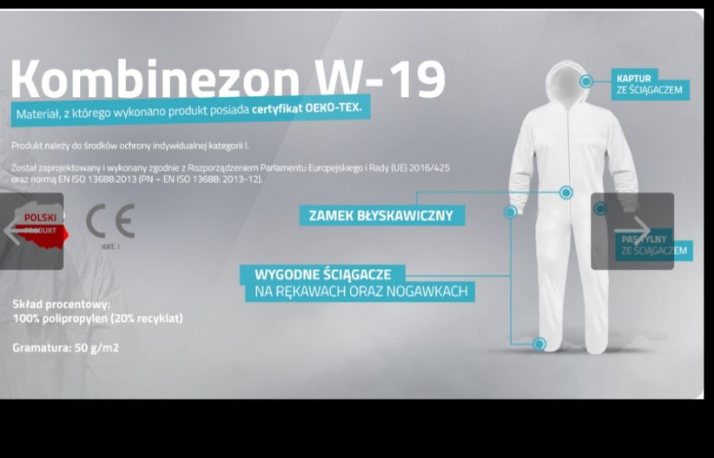 W-19 - Kombinezon ochronny kategorii I 5 sztuk