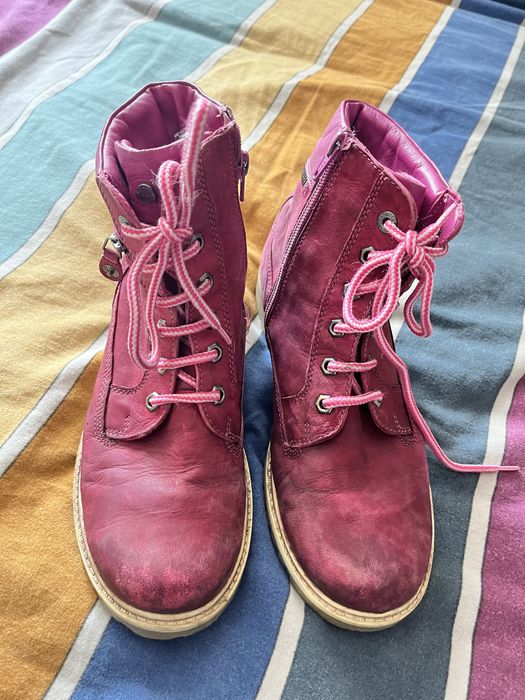 Buty kozaki Lasocki różowe skórzane 39