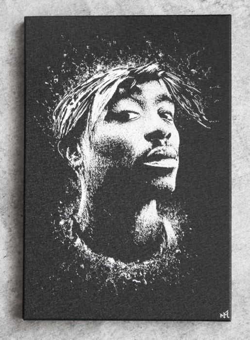 2pac Oryginalny obraz ręcznie grawerowany... Staloryt Tupac