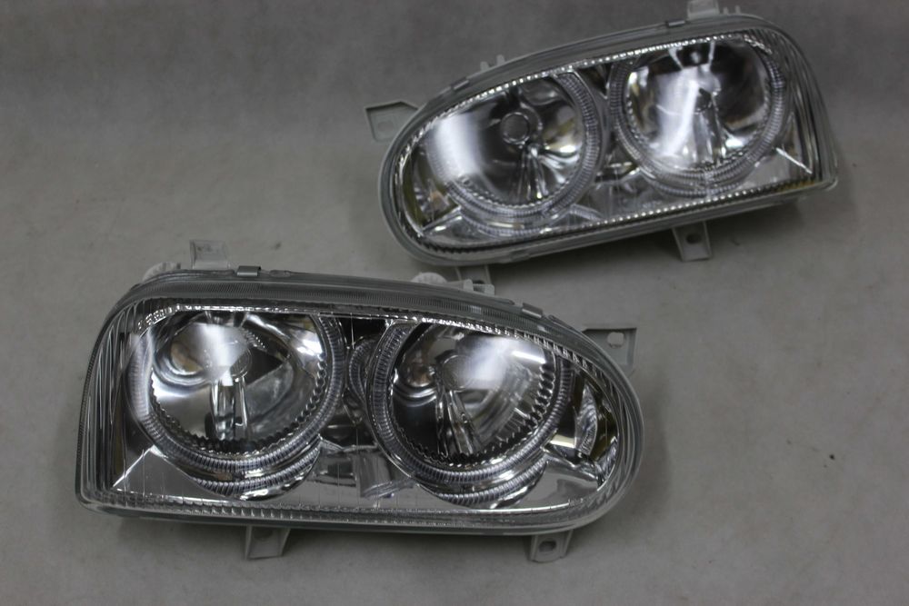 Lampy przednie przód VW GOLF 3 III 91-97 ANGEL EYES RINGI BLACK Czarne
