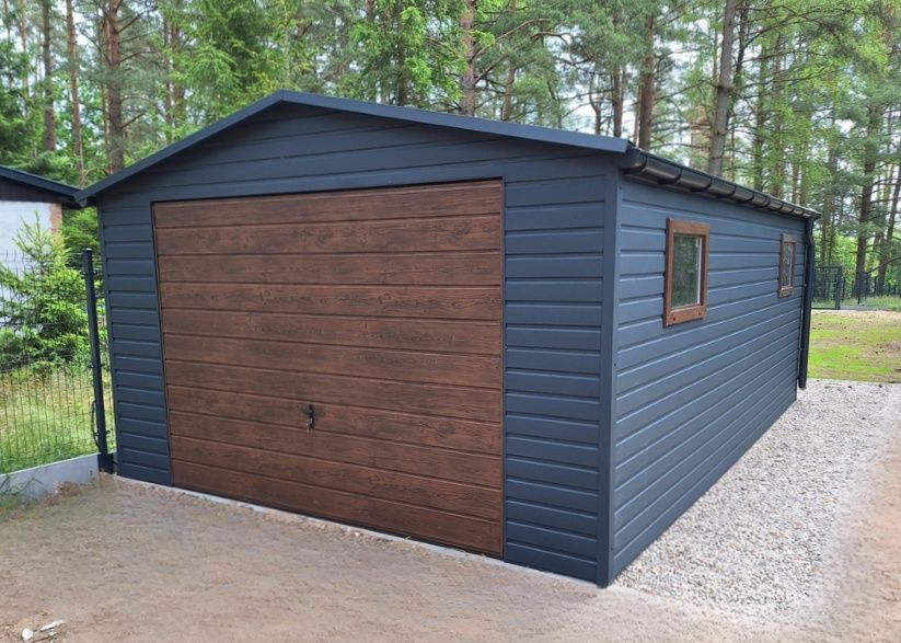 Garaż blaszany 4x5 grafit mat Konstrukcja Wzmocniona Producent Garaży