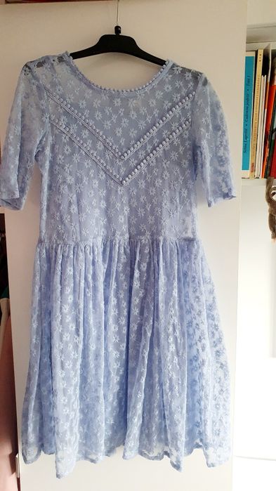 Sukienka dla dziewczynki, błękitna, rozmiar 134