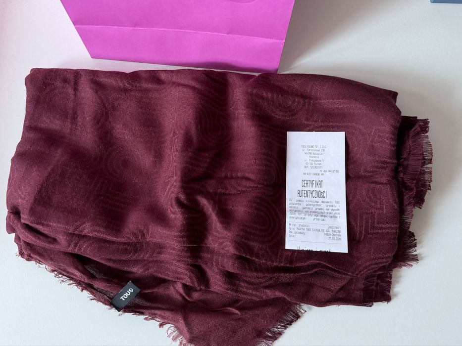 Burgundowy szal apaszka Tous Silhouette Jacquard