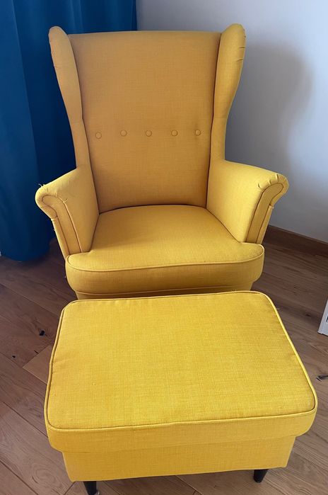 Ikea fotel uszak żółty