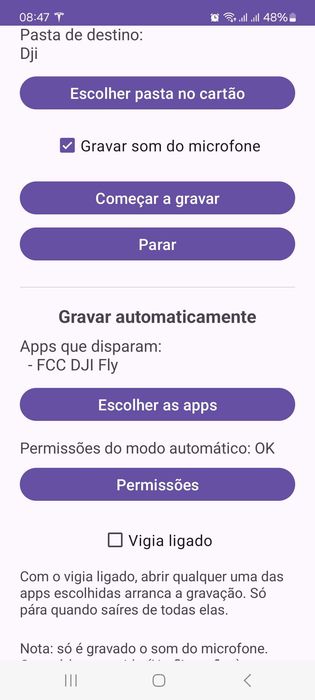 Gravador SD Pro - abre a DJI Fly outra app ele grava sozinho
