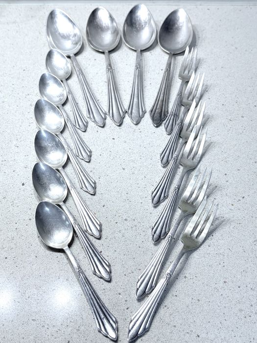 Excelentes peças de talheres WMF padrão leque com banho em prata